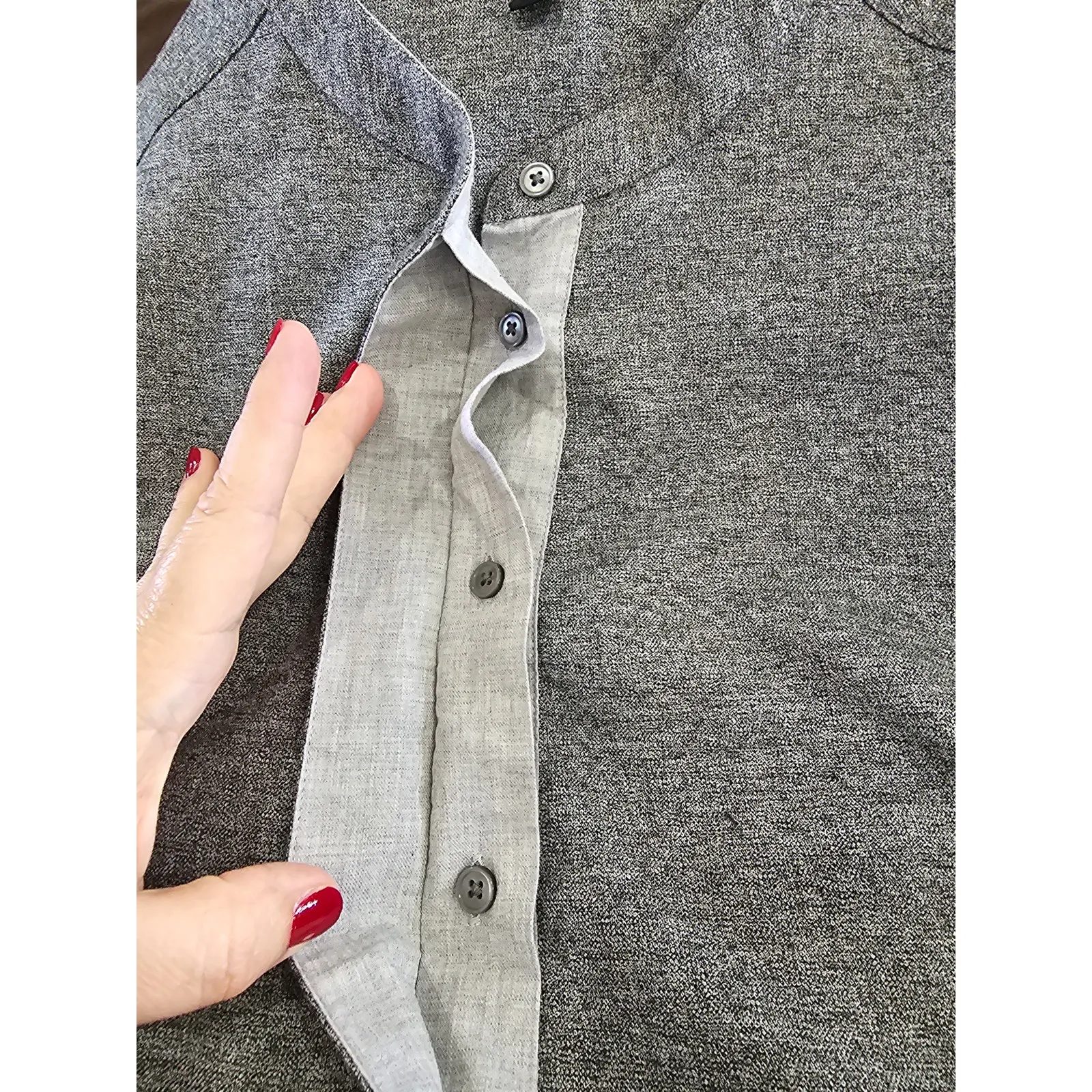 Banana Republic Women's Flannel Shirt Dress Gray S/S Size 4 - Image 5