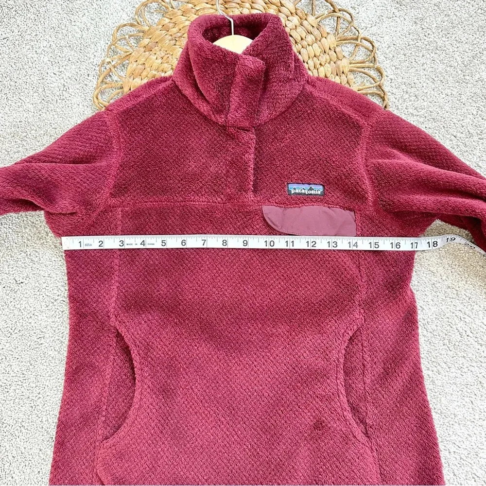 Patagonia Re-Tool Burgundy Fuzzy Fleece 3/4 Snap-T Pullover Jacket Size XS - Image 12