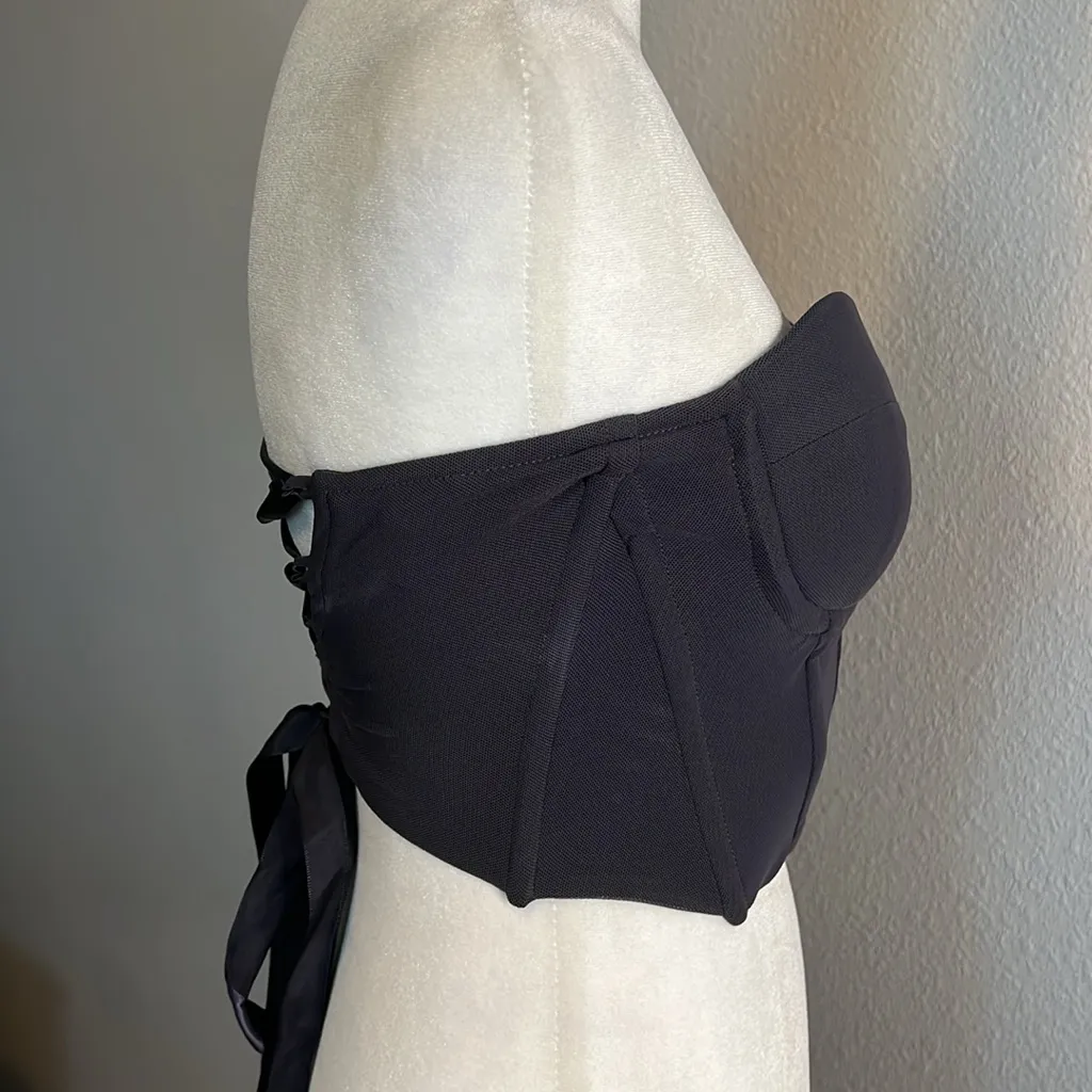 Princess Polly Gray Lace Up Mesh Bustier Size 6 - Image 2