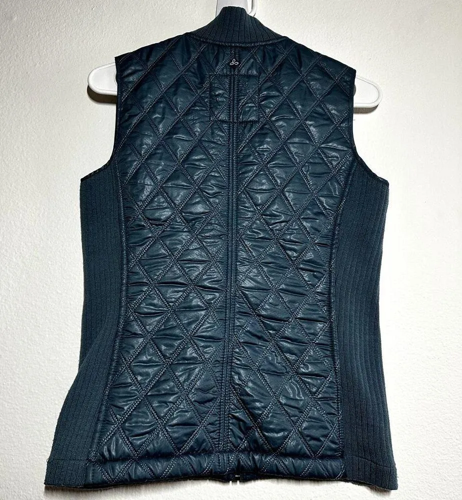 prAna Diva Puffer Vest Sherpa Lined Full Zip Diamond Quilted Ribbed Blue XS - Image 7