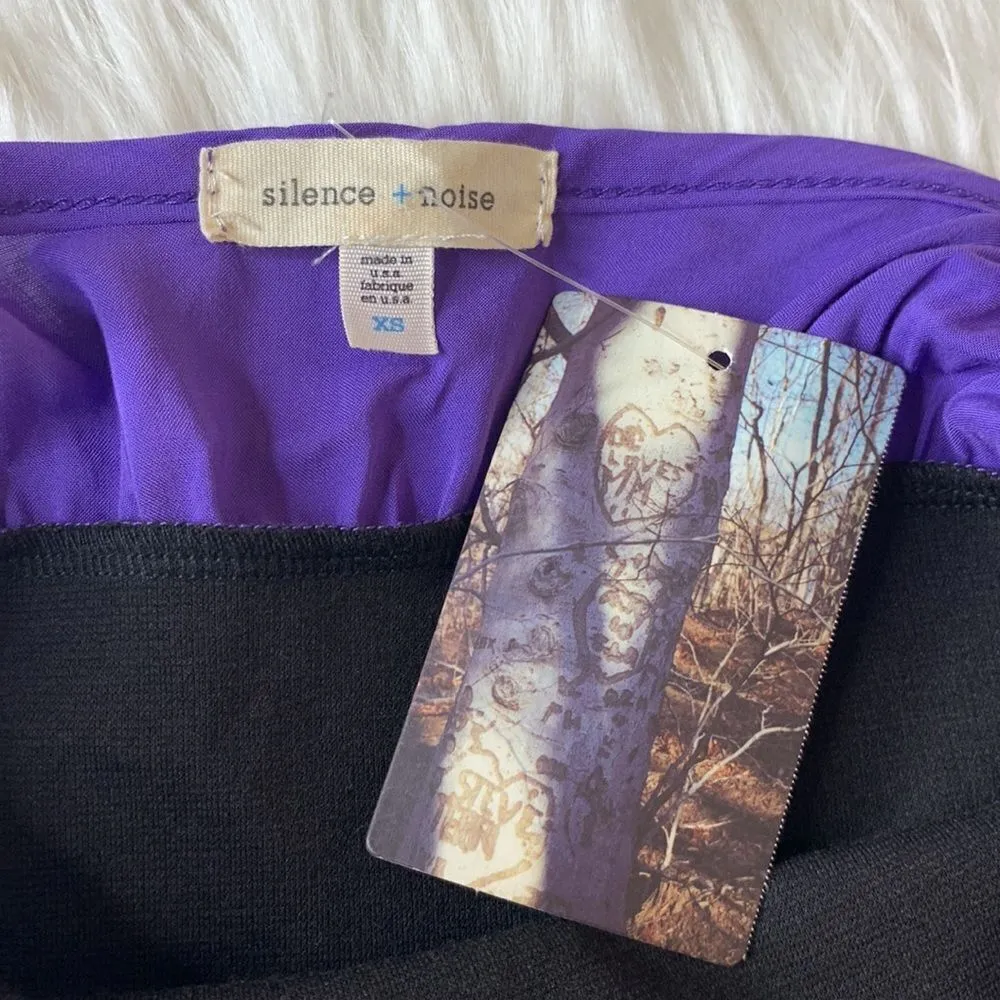 Silence + Noise Purple & Black Flutter Collar BodyCon Dress Size XS - Image 9