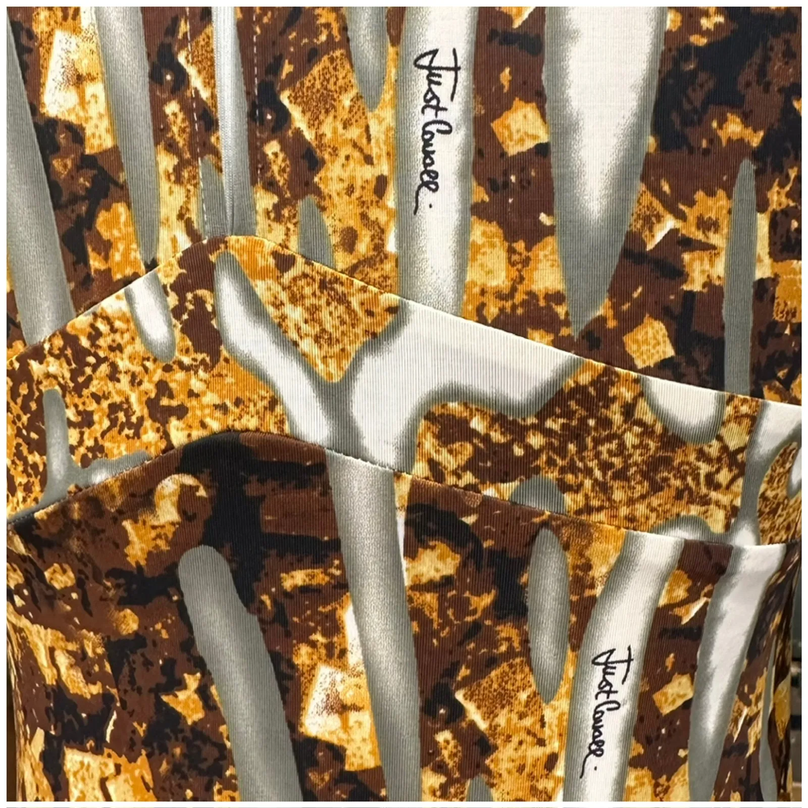 Just Cavalli Womens Dress EU Size 40 US Size Small Animal Print Black Gold Brown - Image 5