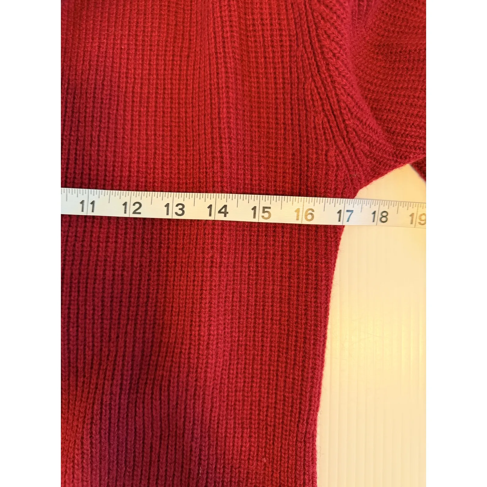 JONES NEW YORK Red Ribbed Knit Cardigan Sweater 95% Lambswool Size P - Image 4