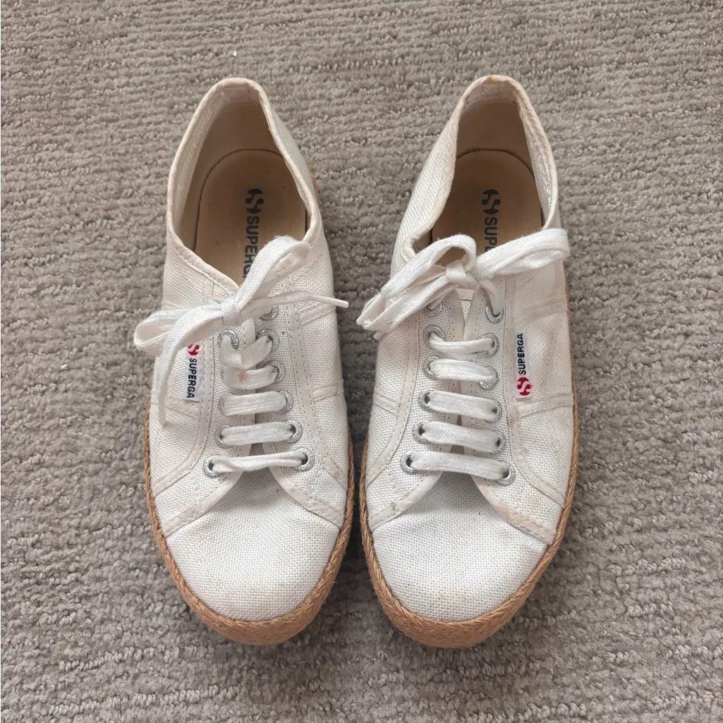 Superga Off-White Canvas Lace-Up Sneakers - Image 2