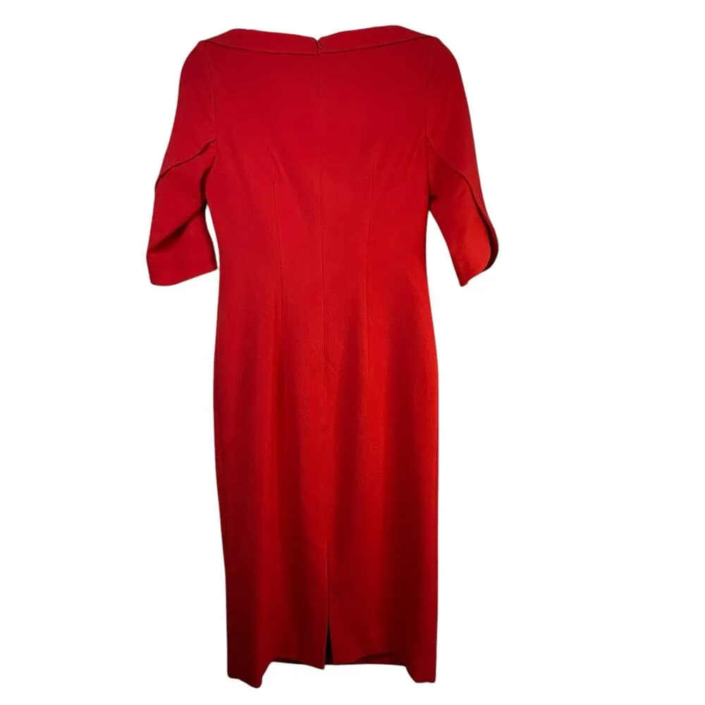 Black Halo - Red Nuelle Petal Sleeve Dress - Size 2 - Image 3