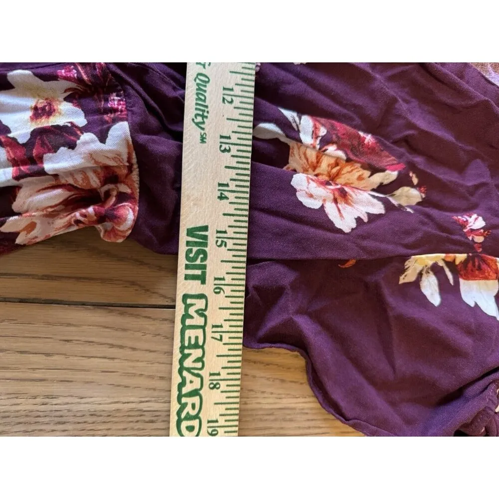 Torrid Floral V-Neck Button Down Swing Midi Dress Pockets Burgundy Size 2 Summer - Image 5