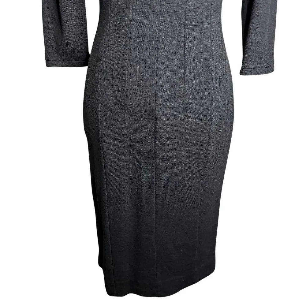 Vintage 60s Betty Barclay Pencil Dress S Black Wiggle Midi Zipper Union Made - Image 3