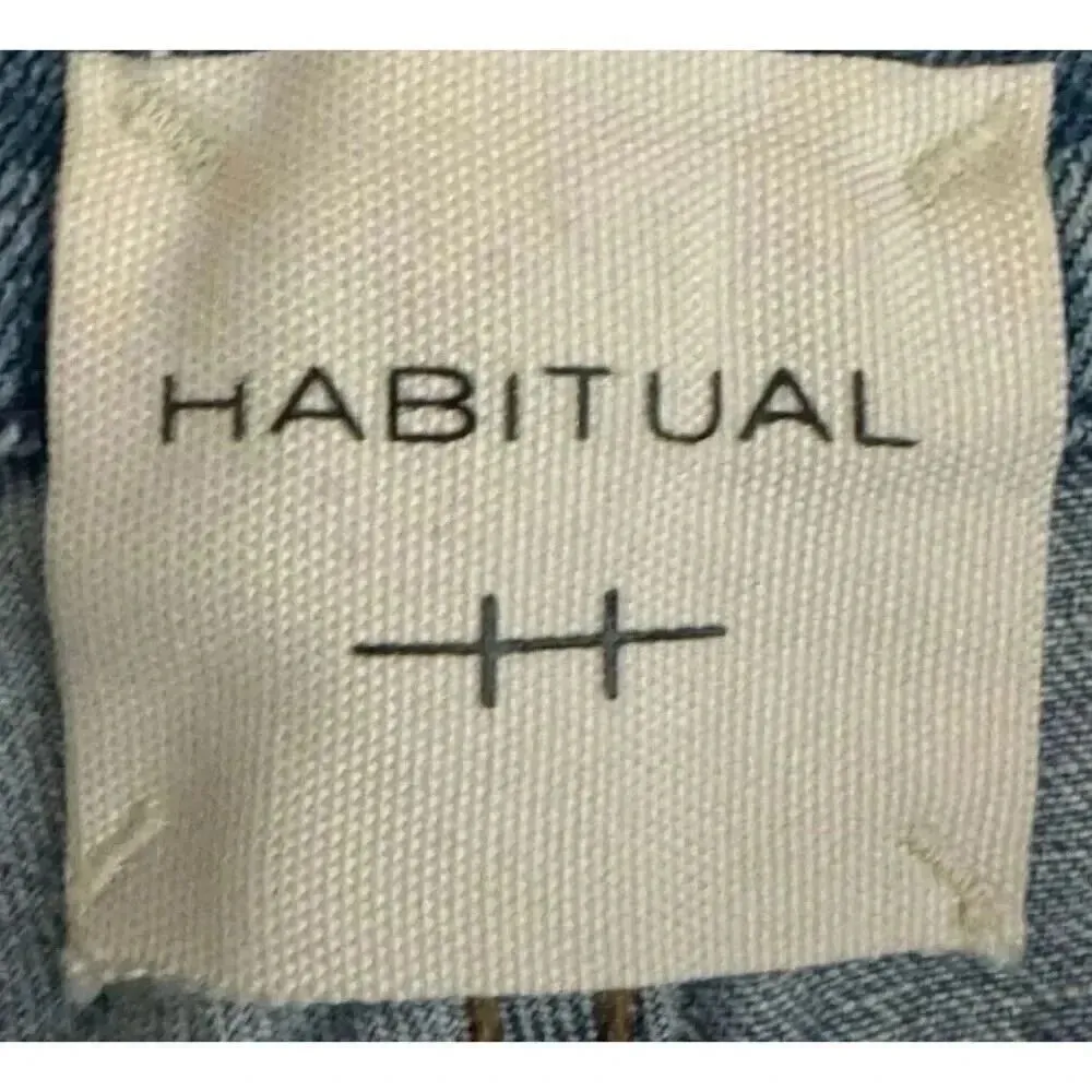 Habitual Poplor Blue  High-Waist Y2K Wide Leg Crop Jeans Distressed Raw Hem SZ 2 - Image 8