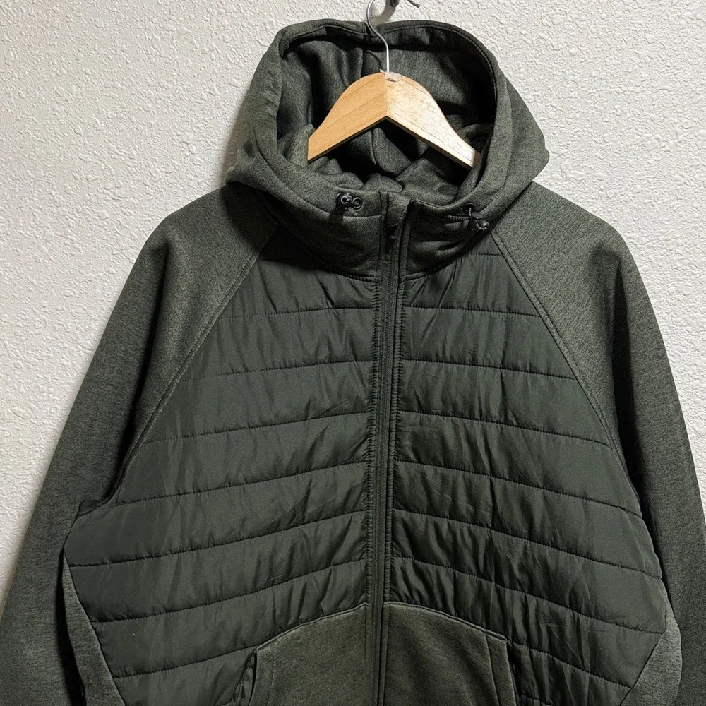 Reebok olive green quilted full zip hooded jacket men's XL‎ - Image 2