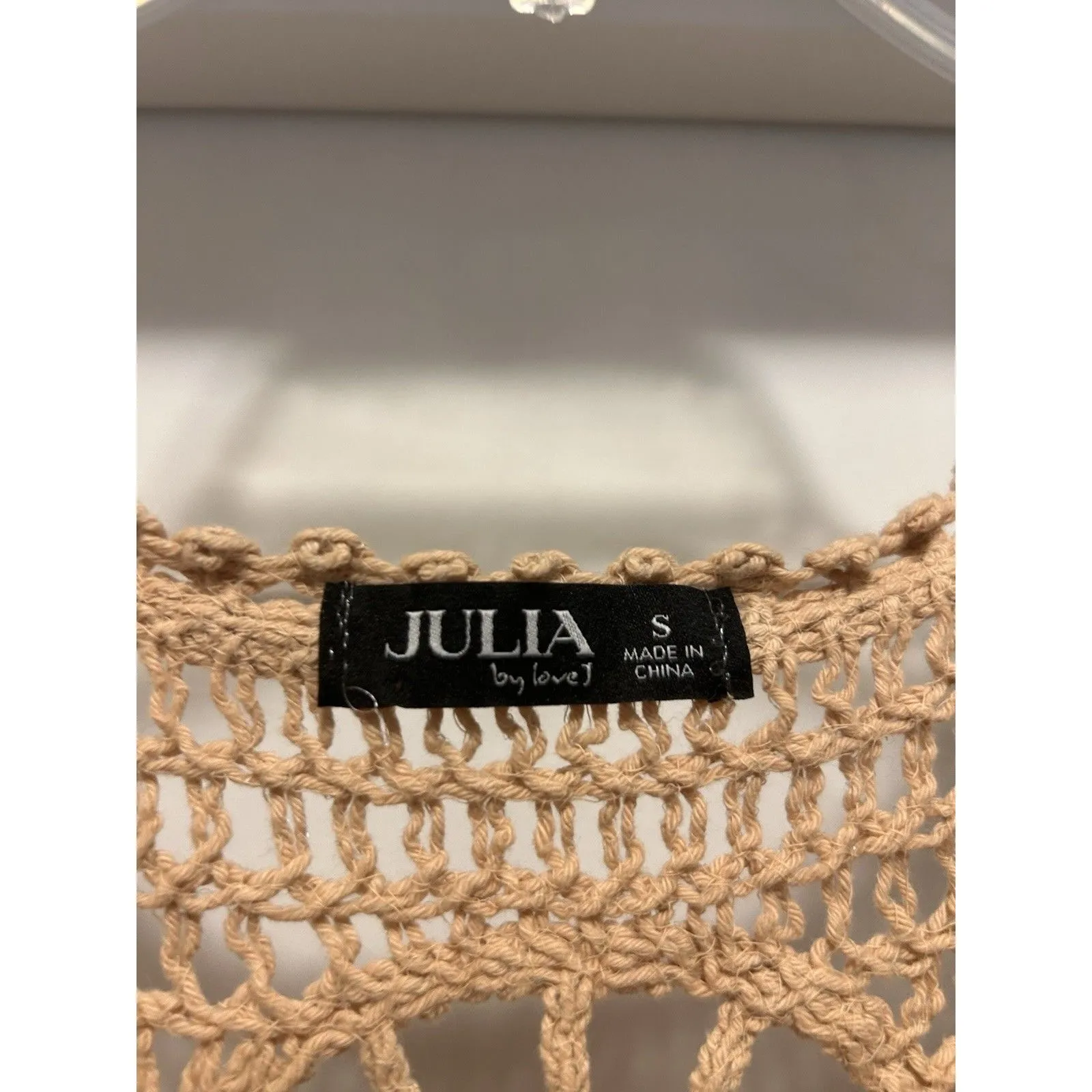 Julia By Love Beige Crochet Cropped Vest Shirt Tank Size Small Fairy Cottage - Image 3