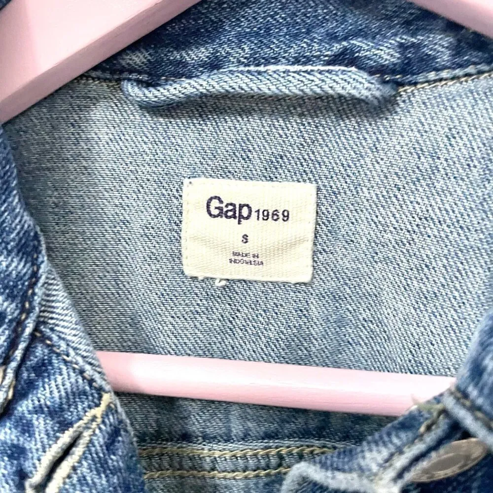 Gap Denim Seamed Long Sleeve Button Front Dress Size S - Image 3