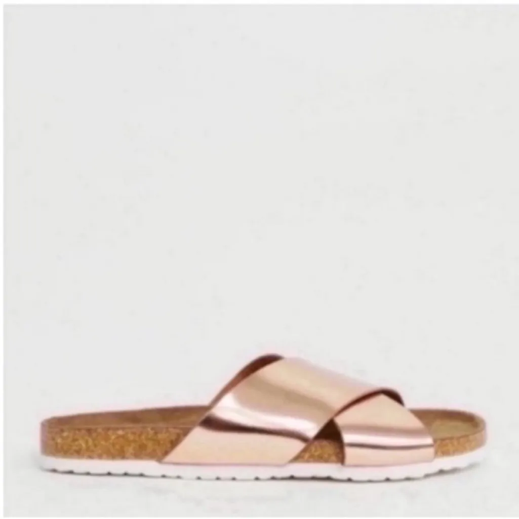ASOS Metallic Rose Slide Sandals - Image 3