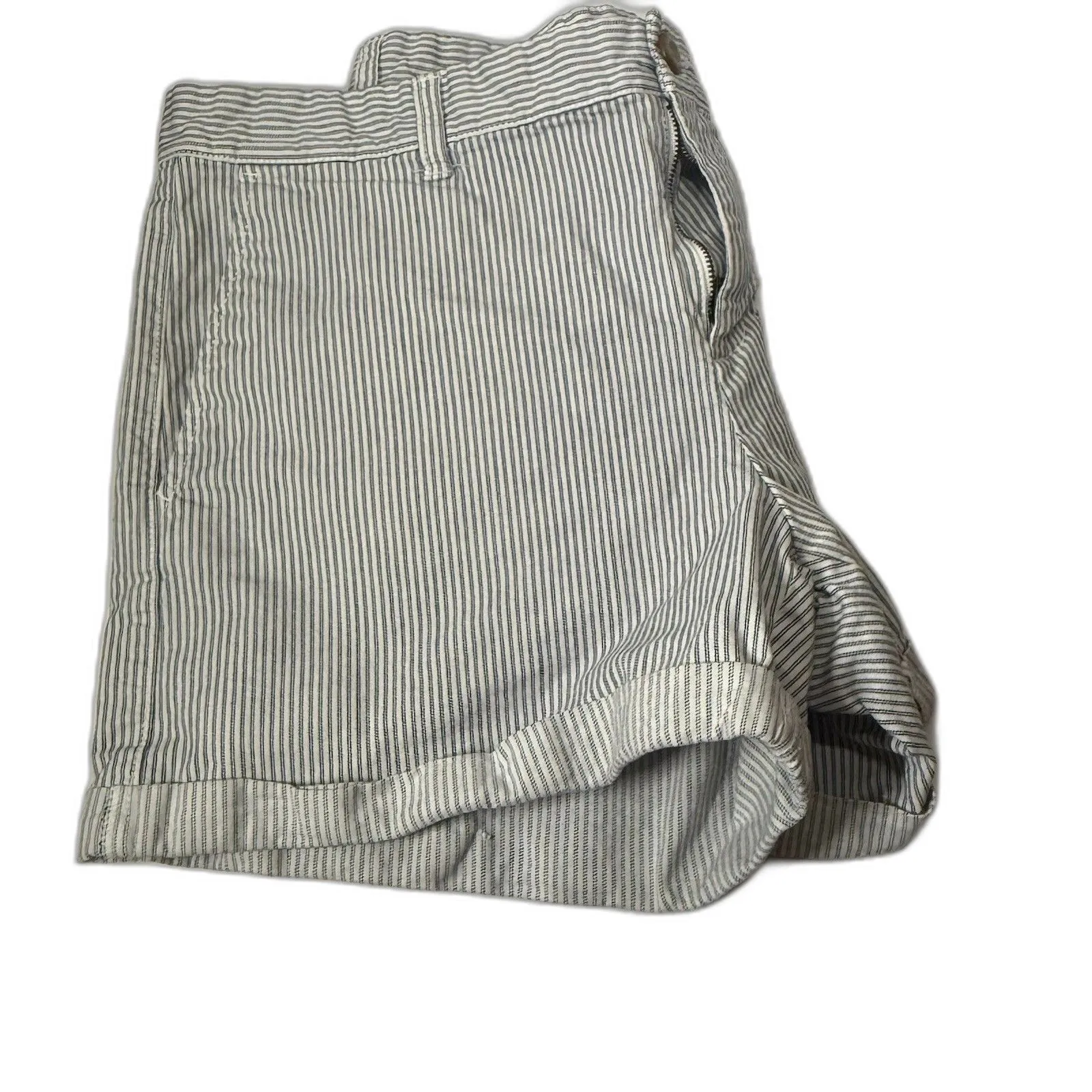 GAP Preppy Pinstripe Cuffed Girlfriend Shorts White & Blue Twee Size 12 - Image 3