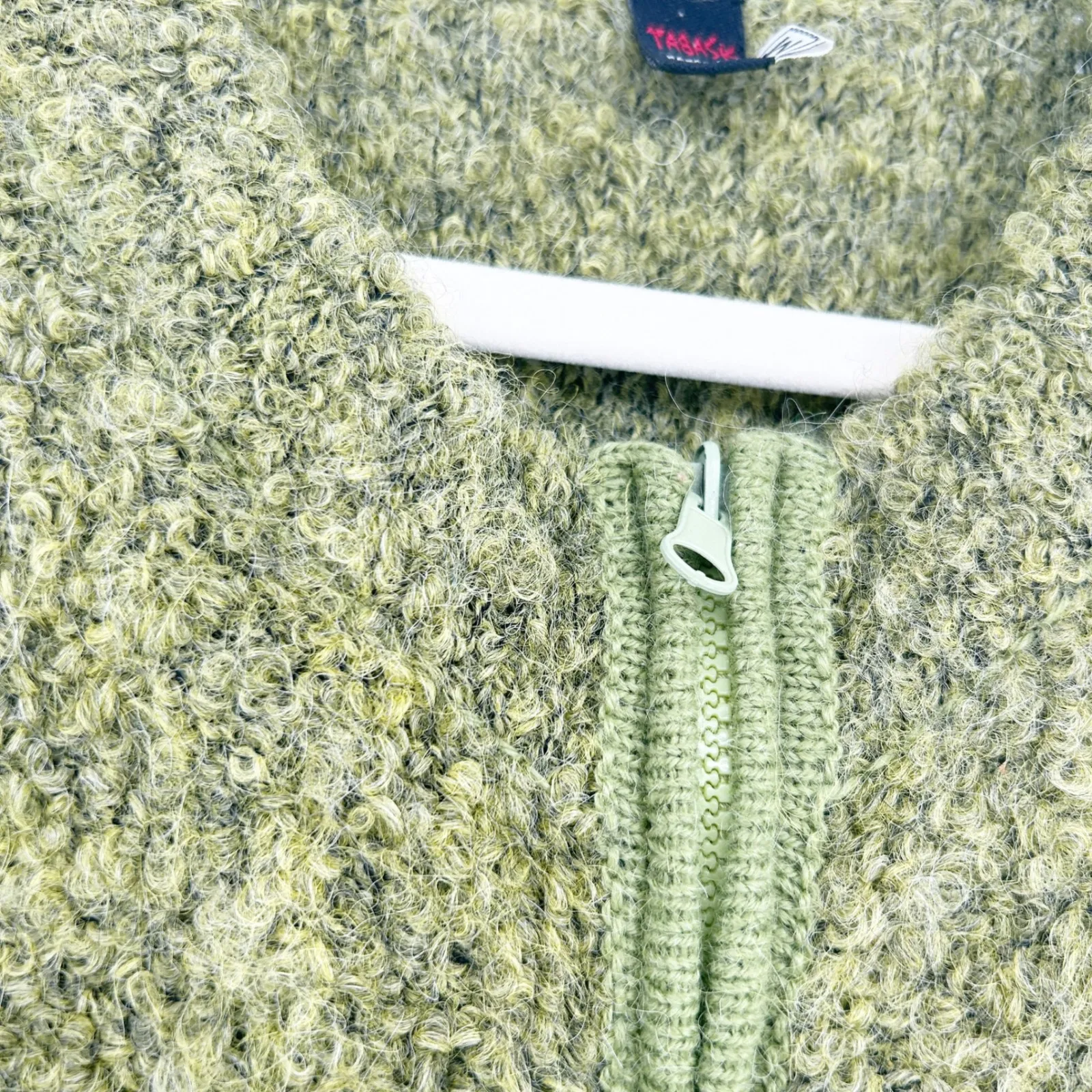 Tabask Womens Handmade In Peru Knit Alpaca Wool Blend Vest M Green Zip Pockets Size M - Image 5