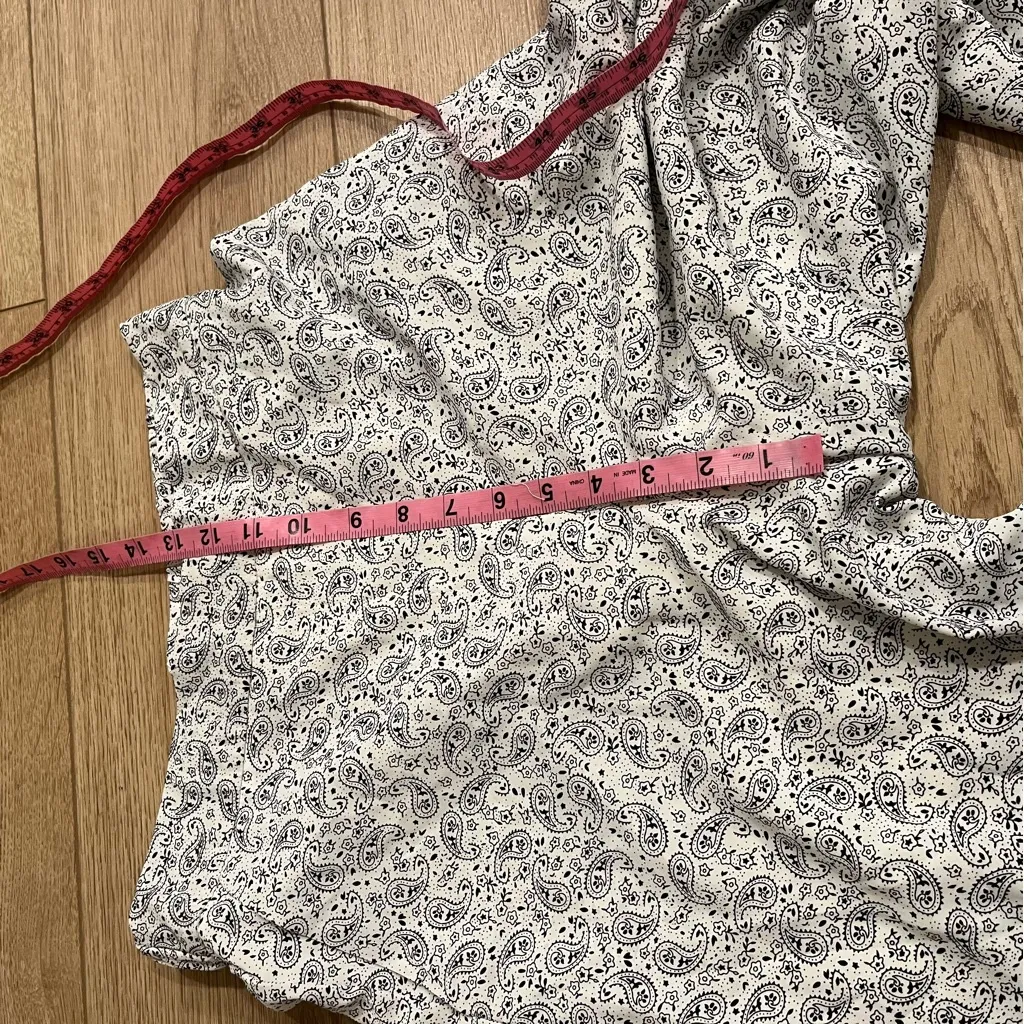 Annorlunda Blue White Paisley High Waisted Wide Leg Bandana Print Pant Size 6 - Image 6