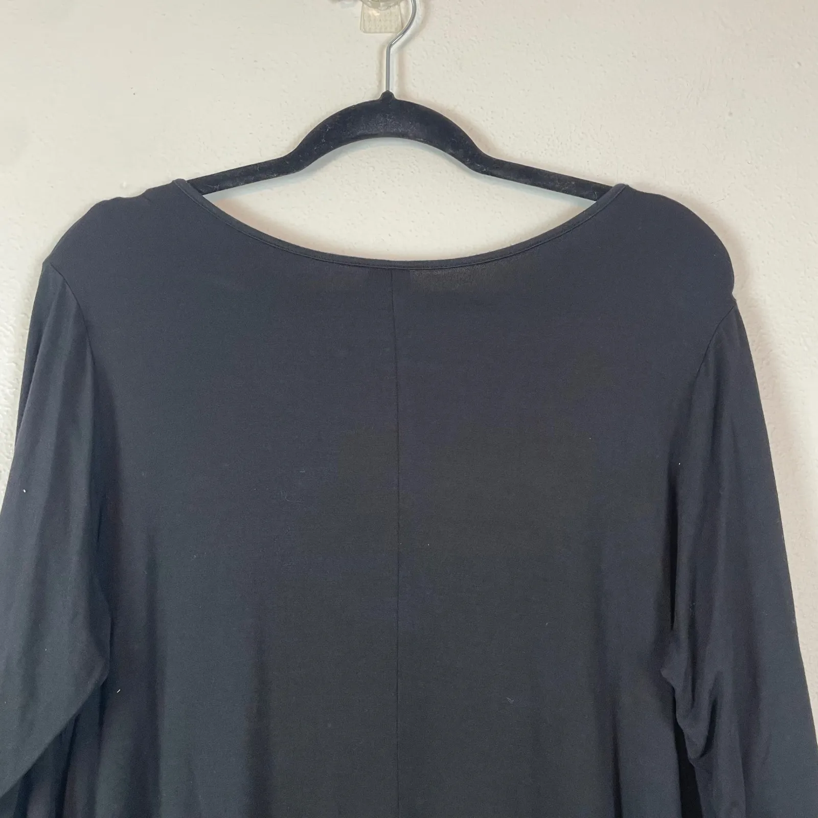 Comfy USA Black 3/4 Sleeve Swing Dress Tunic Top Made in USA Size L Stretch Size L - Image 6