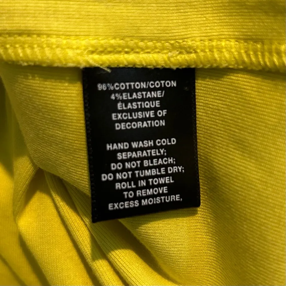 Lafayette Yellow Cap Sleeve Cotton/Elastane Satin Accent Back Stripe Sz Medium. - Image 6