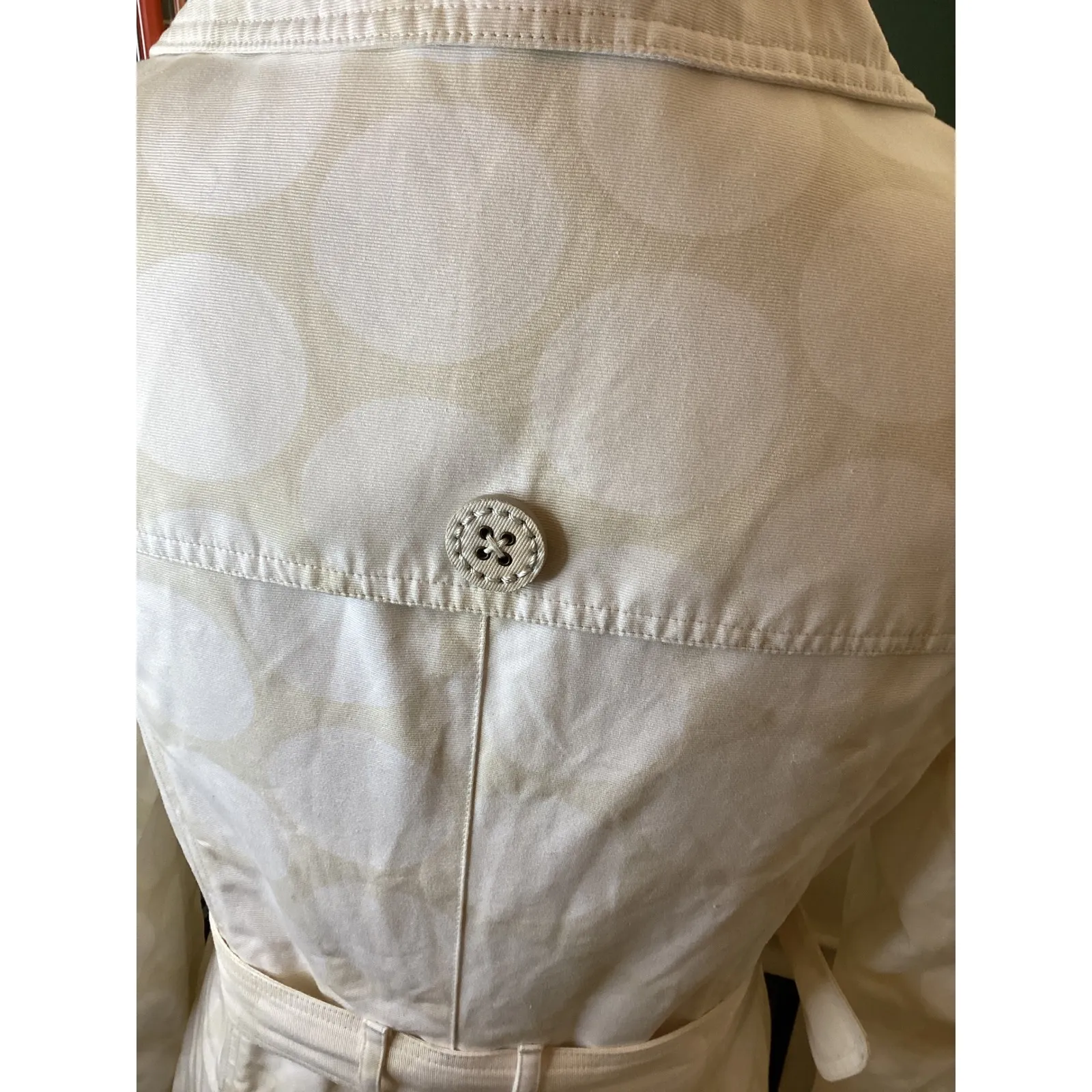 Merona Women Beige Polka Dot Double Breasted Belted Trench Coat Size S - Image 5