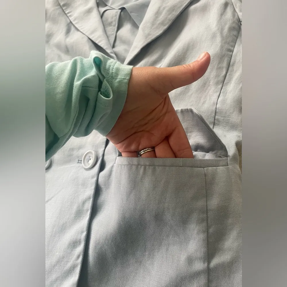 Rosetta Getty Collective Women's Double Breasted Pastel Blazer Office Workwear Blue Size 8 - Image 7