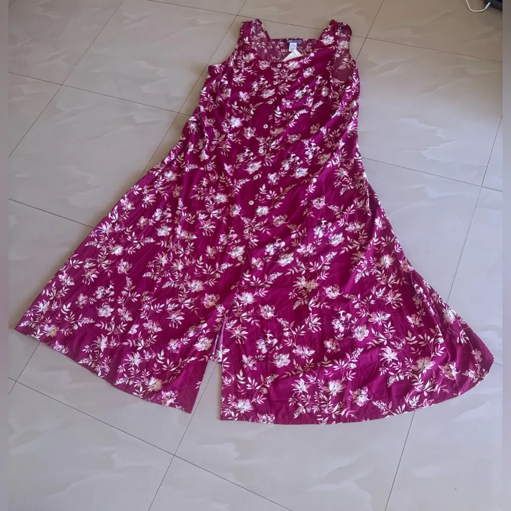 Koret pink Floral Sleeveless Maxi Button Front Dress 2X Plus summer lightweight White - Image 16