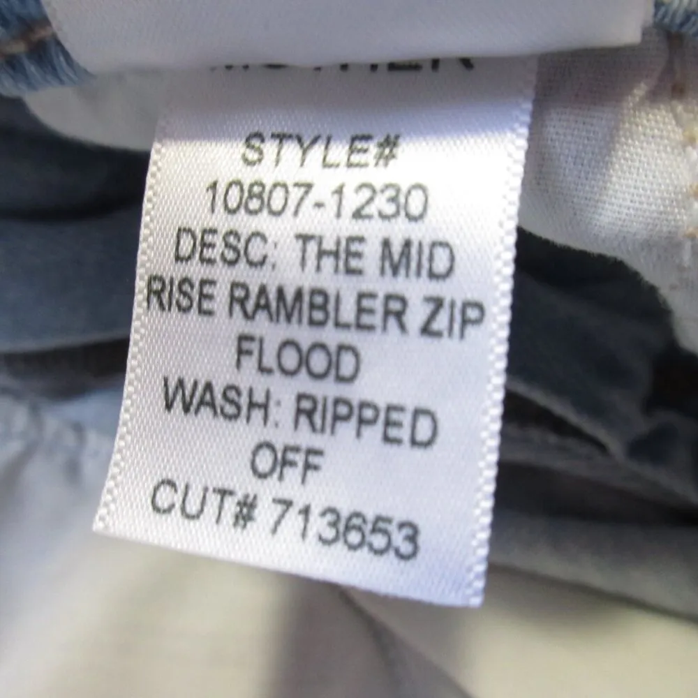 NWT Mother The Mid Rise Rambler Zip Flood in Ripped Off Destroyed Jeans 28 Blue Size 30 - Image 7