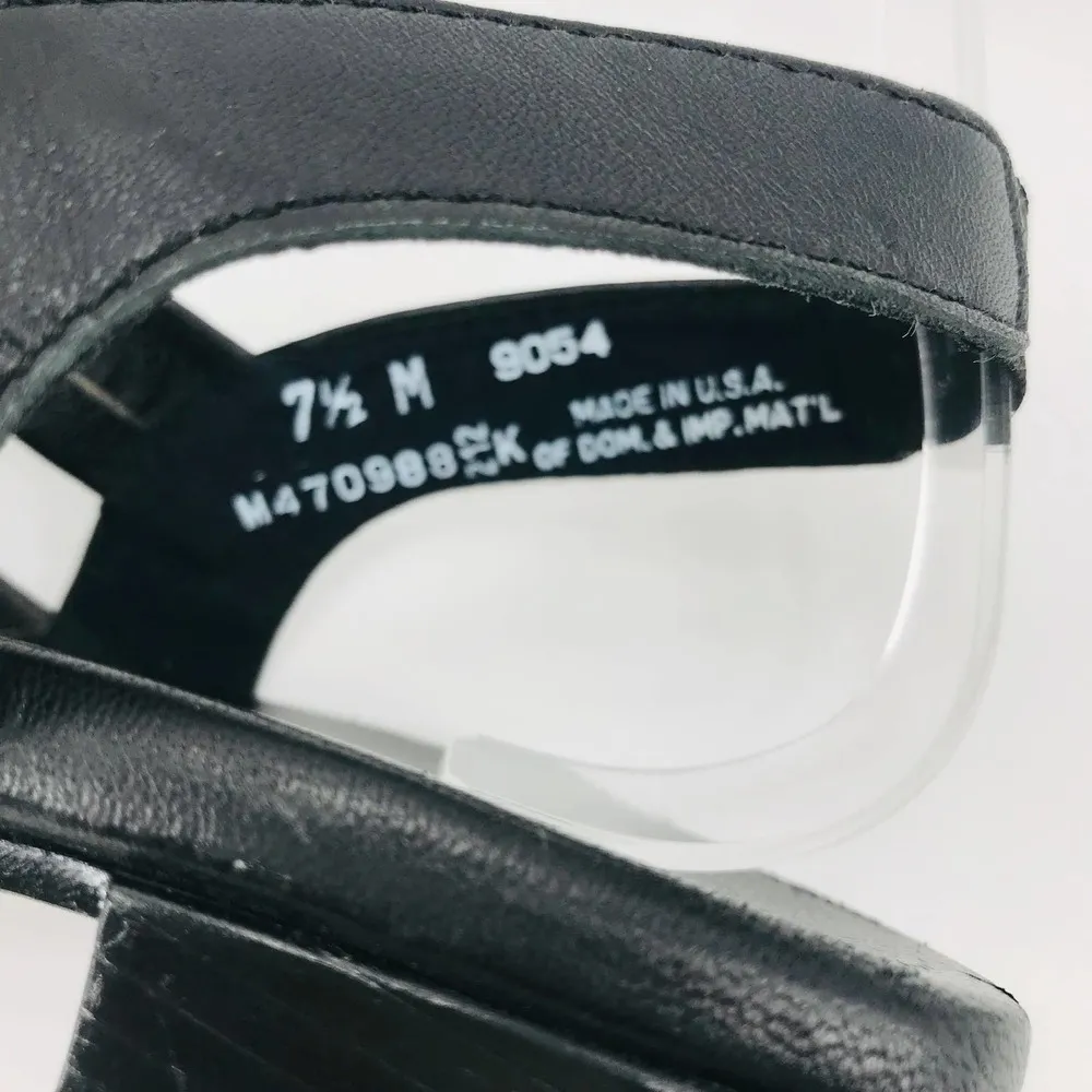 Munro Stella Peep Toe Strappy Sandal Black Pewter Metallic Heels Sz 7.5 - Image 8