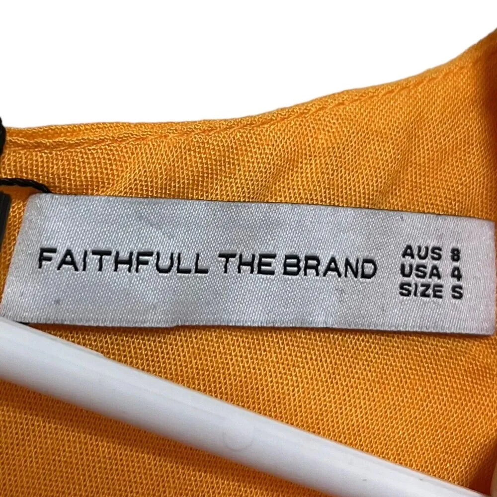 Faithfull The Brand La Mia Maxi Dress Tuscan Sun Orange Cut Out Puff Sleeves US4 - Image 9