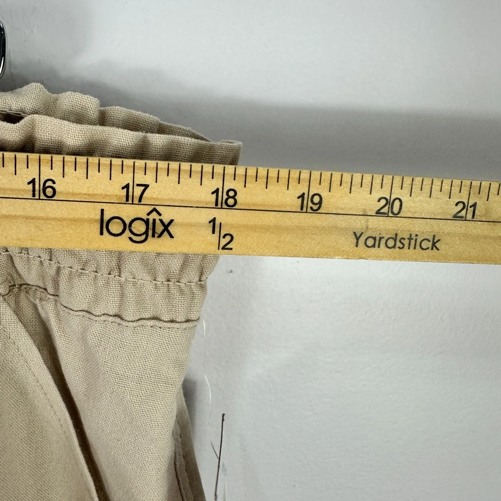 Ci Sono Linen‎ Pants XL Khaki Wide Leg Pull On Drawstring Waist Coastal Resort - Image 7