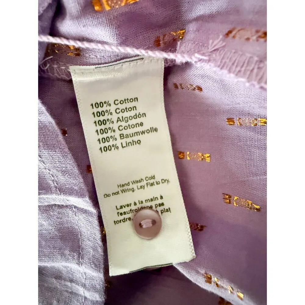Emerson Fry India Collection | Emmaline Blouse Lavendula Gold Dot Lurex | Sz M Purple Size M - Image 8