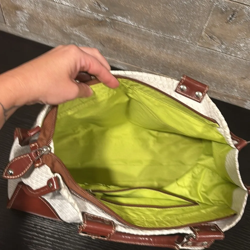 CLAUDIA Firenze genuine leather white and brown made in Italy shoulder bag - Image 8