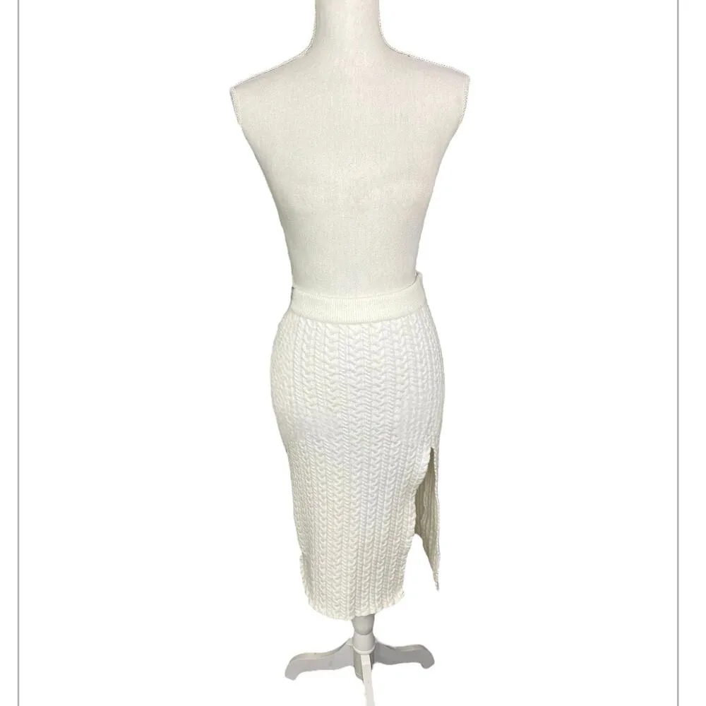 Le Lis ivory cable knit sweater skirt coquette preppy quiet luxury neutral - Image 9