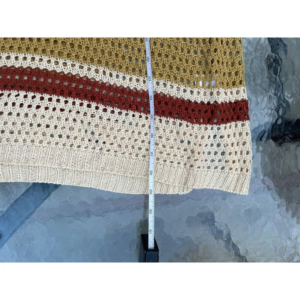 Women's C Est 1946 Plus Sz 18-20W Striped Open Knit Cap Sleeve Sweater Top Boho - Image 5