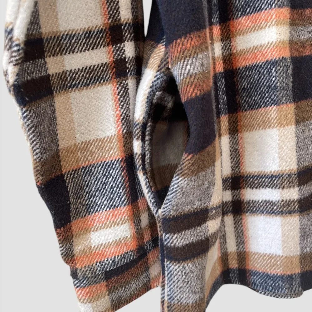 Women’s Casual Plaid Blend Button Down Long Sleeve Shirt Jacket Shacket Size Sm - Image 3