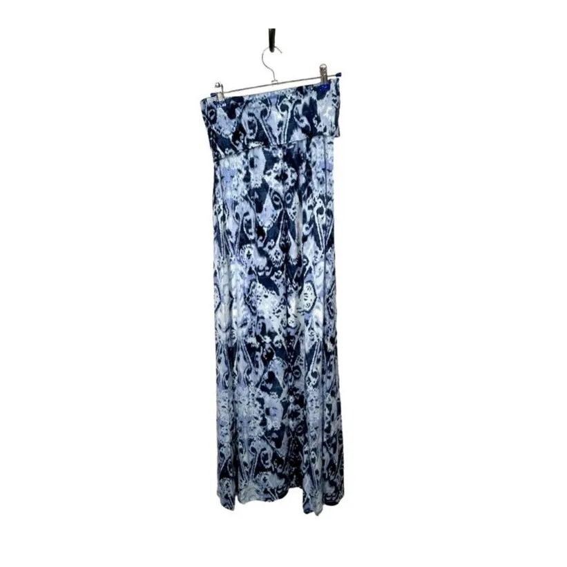 Cynthia Rowley Blue White Tie-Dye Fold Over Maxi Skirt XS NWT - Image 13