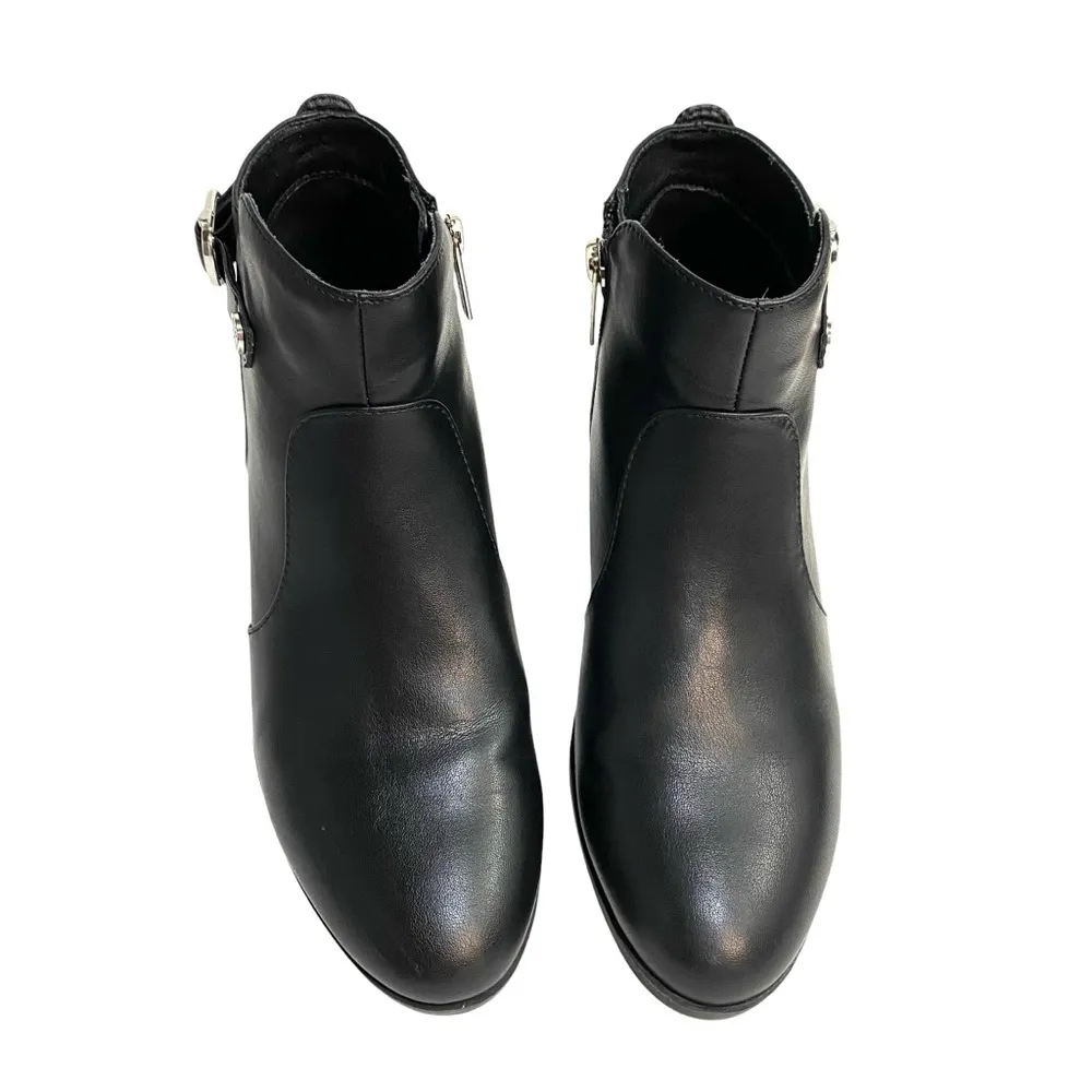 Unisa  Boots Shoes Booties Black Size 6.5 Vegan Leather Interior Zipper Buckle - Image 5