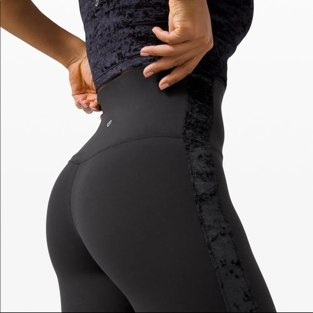 {6} Lululemon Align Super High-Rise Crop Crushed Velvet Black - Image 3