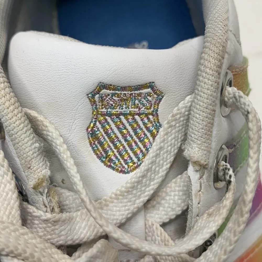 K-Swiss women’s Court Pro Ii Sneaker White Pastel Rainbow Tennis Shoe S-139 Sz 8 - Image 6