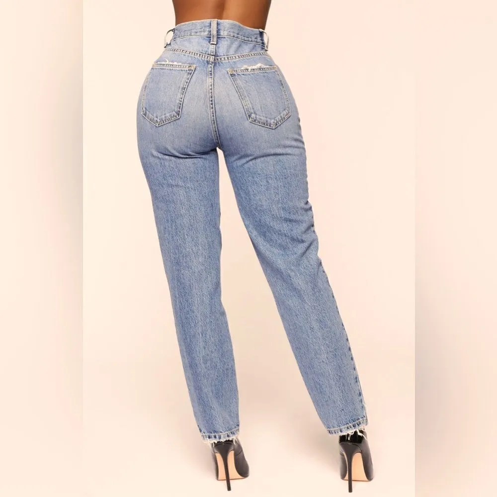 Nature Denim Distressed Mom Medium Wash Jeans Size 0 D30 - Image 2