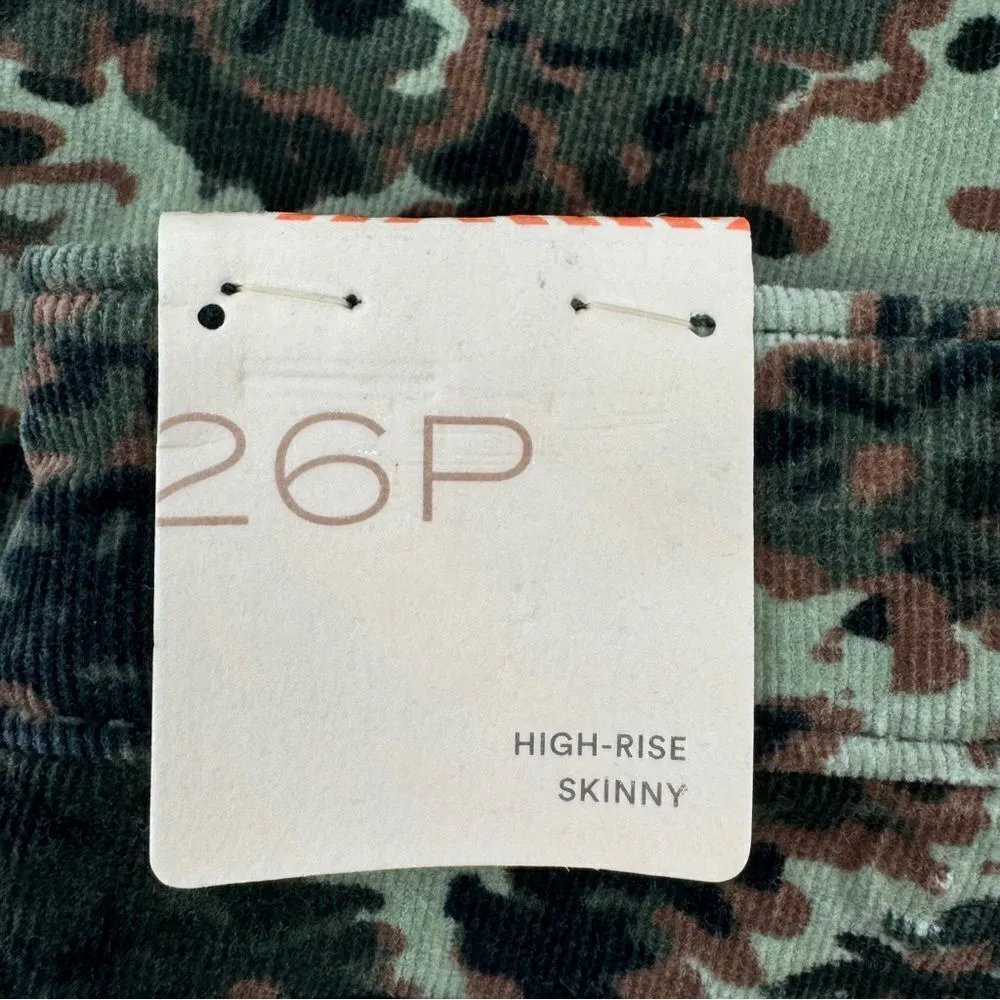 Anthropologie Pilcro Floral Camouflage High Rise Skinny Corduroy Pants Green 26P - Image 10