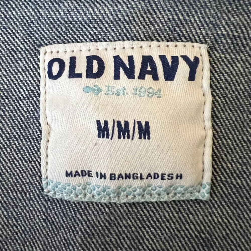 Old Navy Womens Blue Jean Jacket Stretch Dark Wash Denim Button Closure Medium - Image 10
