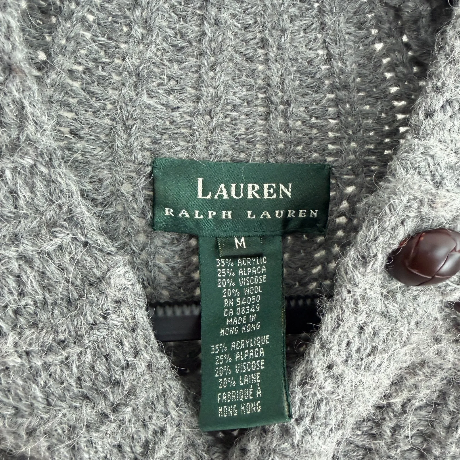 Vintage Lauren Ralph Lauren Sweater Women Medium Gray Alpaca Wool Blend Rib Knit - Image 6