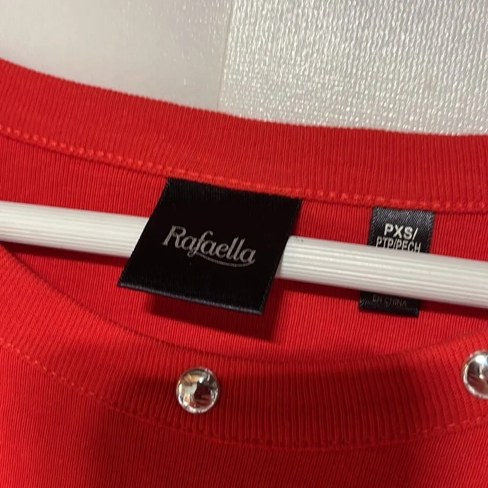 Red long sleeve Top with Silver Grommet Trim Petite XS - Image 6