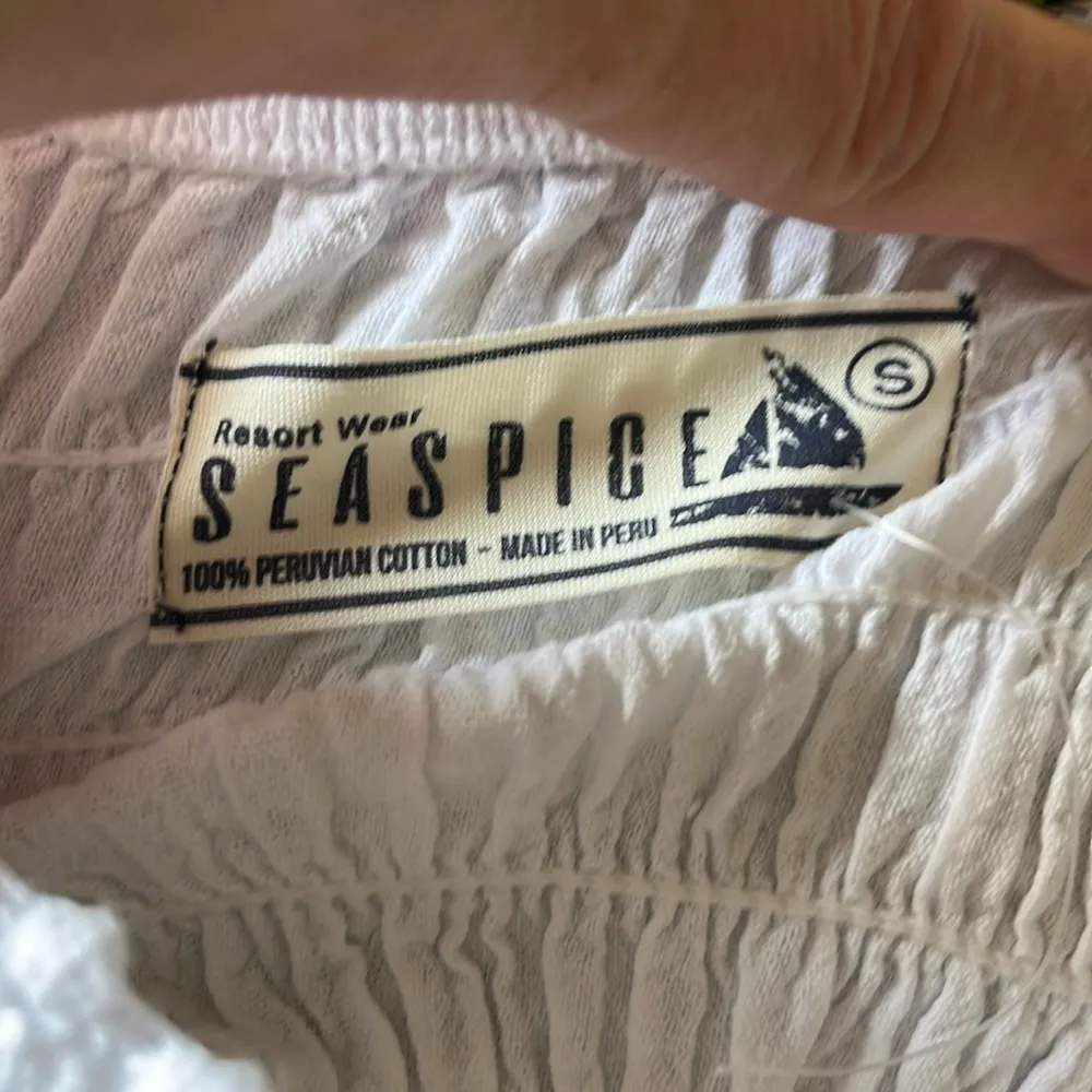 SeaSpice Resort White Crochet Peruvian Cotton Halter Beach Summer Dress - Image 3