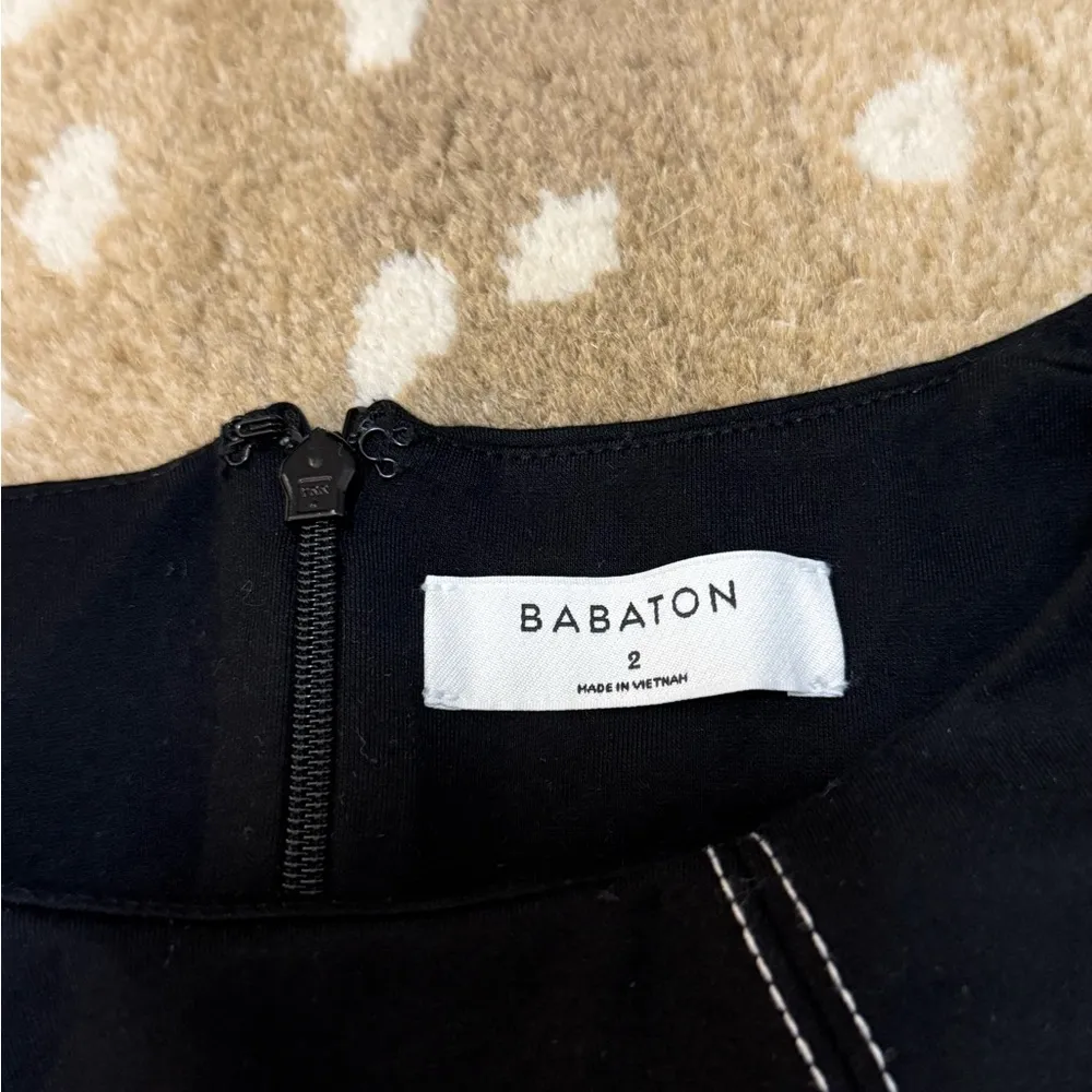 Aritzia Babaton black mini dress white stitching women’s size 2 - Image 7