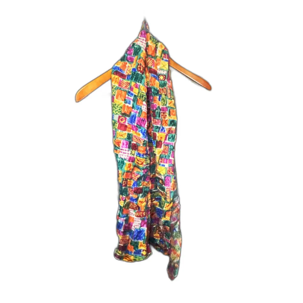 Colorful Patchwork Print Scarf - Image 2