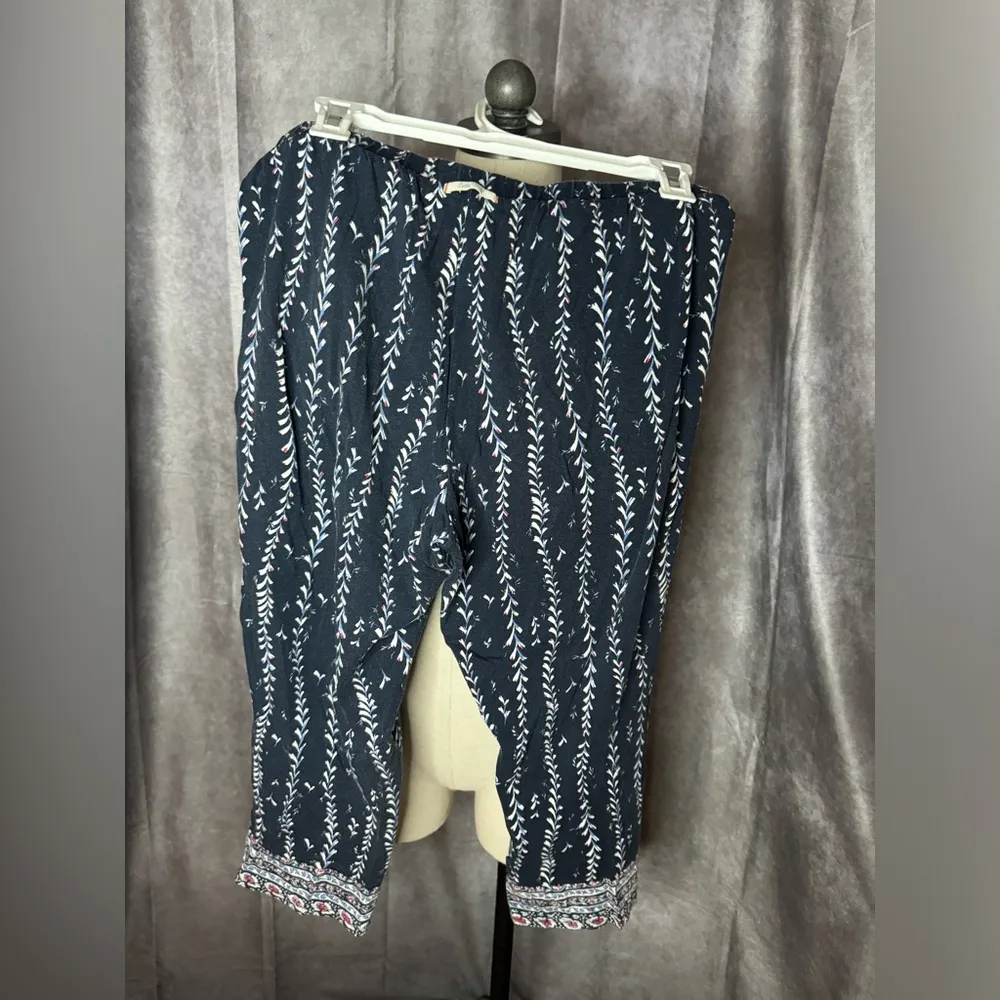 Lucky Brand Pajamas PJ Set Boho Coral Henley Cropped Pants Pocket - Image 7