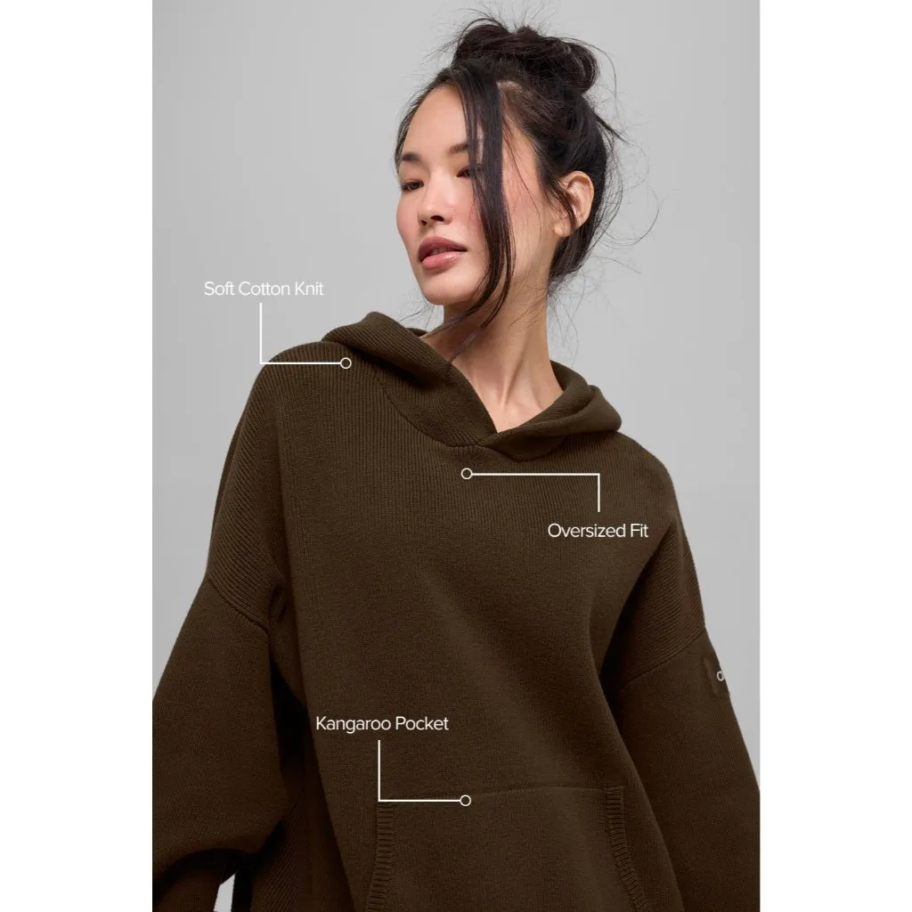 NWT Alo Unisex Scholar Hooded Sweater in Espresso Heavyweight Oversized Knit M - Image 7