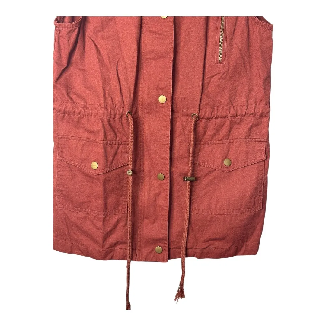 Zenana Outfitters Hooded Utility Vest‎ Drawstring Pockets Zip Women Size Small - Image 7