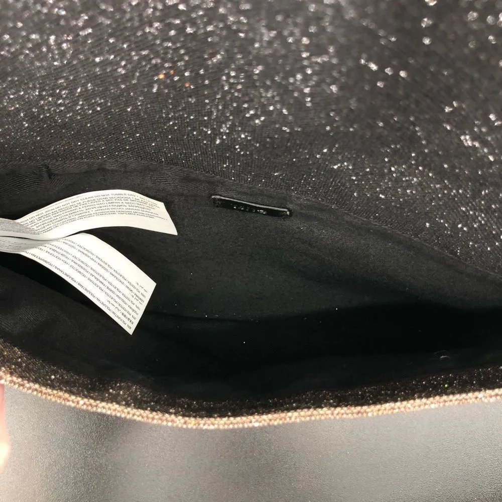 MNG Mango Shimmery Gold Black Envelope Tassel Convertible Clutch - Image 10