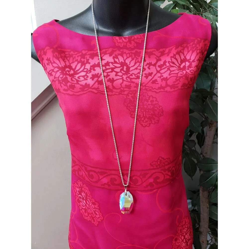 Worthington Skirt & Top Set Womens 14 Pink Embossed Floral Sleeveless Boat Neck - Image 10